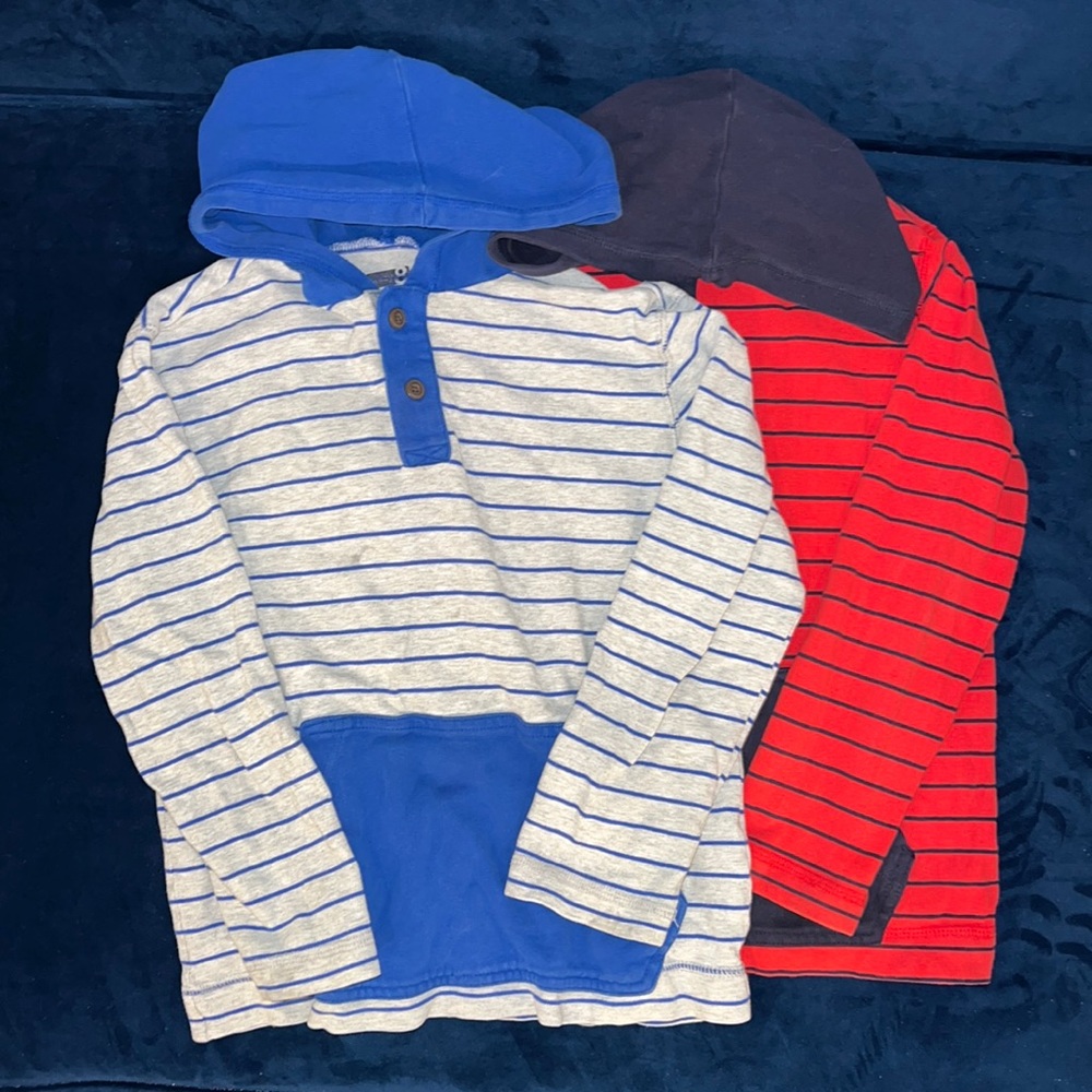 Crazy 8 Mini Boden Kids Boys striped hoodie sweatshirts blue gray red navy M 7-8